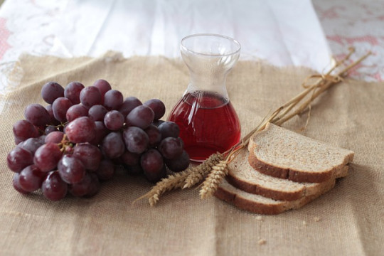 Bread, wine and grapes